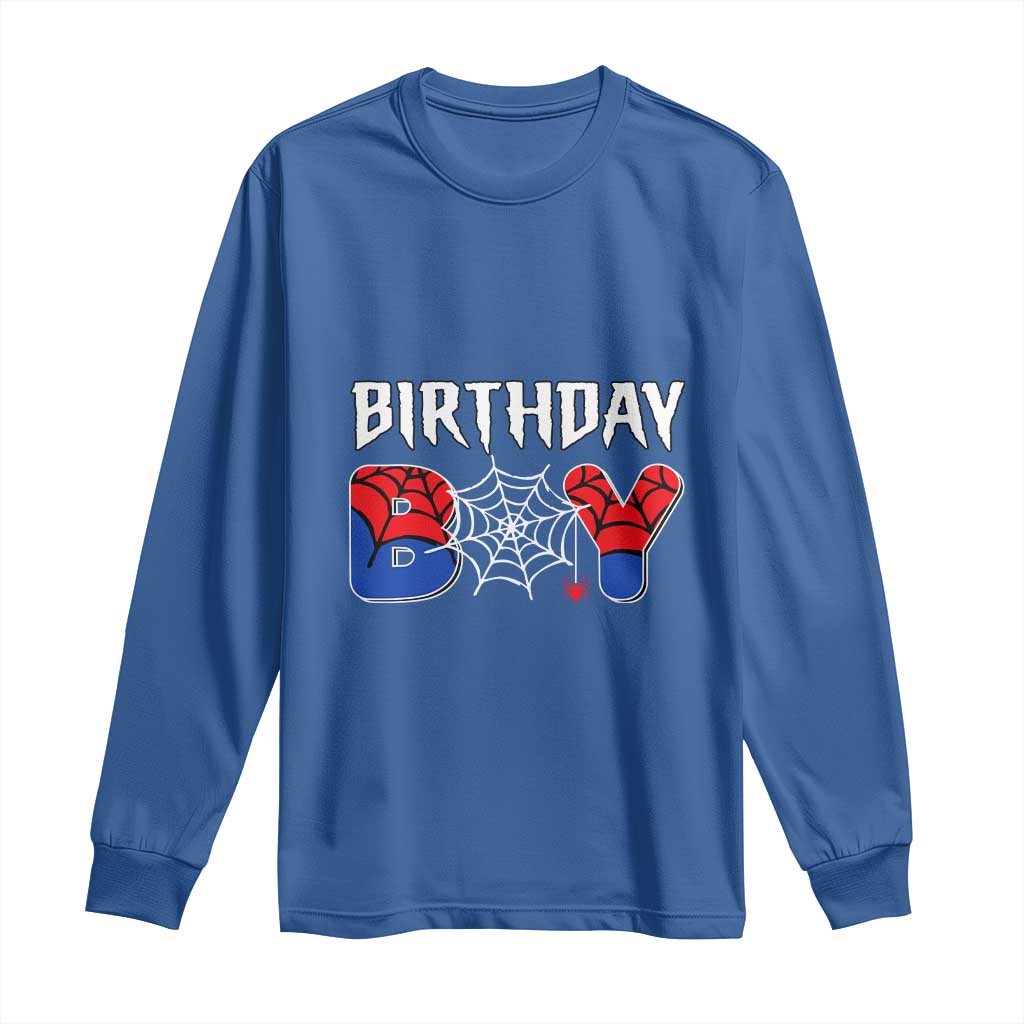 Spider Birthday Boy Long Sleeve Shirt Bday Spiders Party TS02 Royal Blue Print Your Wear