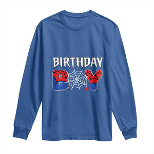 Spider Birthday Boy Long Sleeve Shirt Bday Spiders Party TS02 Royal Blue Print Your Wear
