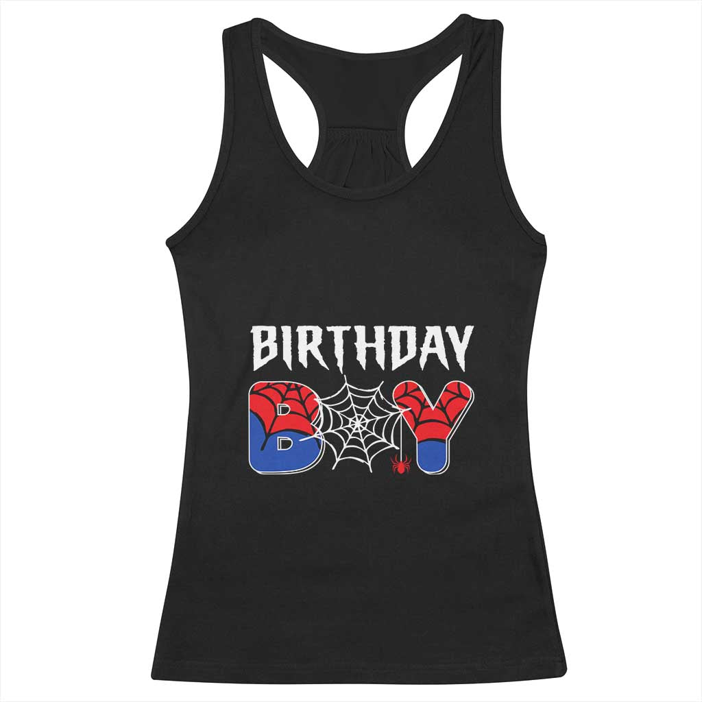 Spider Birthday Boy Racerback Tank Top Bday Spiders Party TS02 Black Print Your Wear