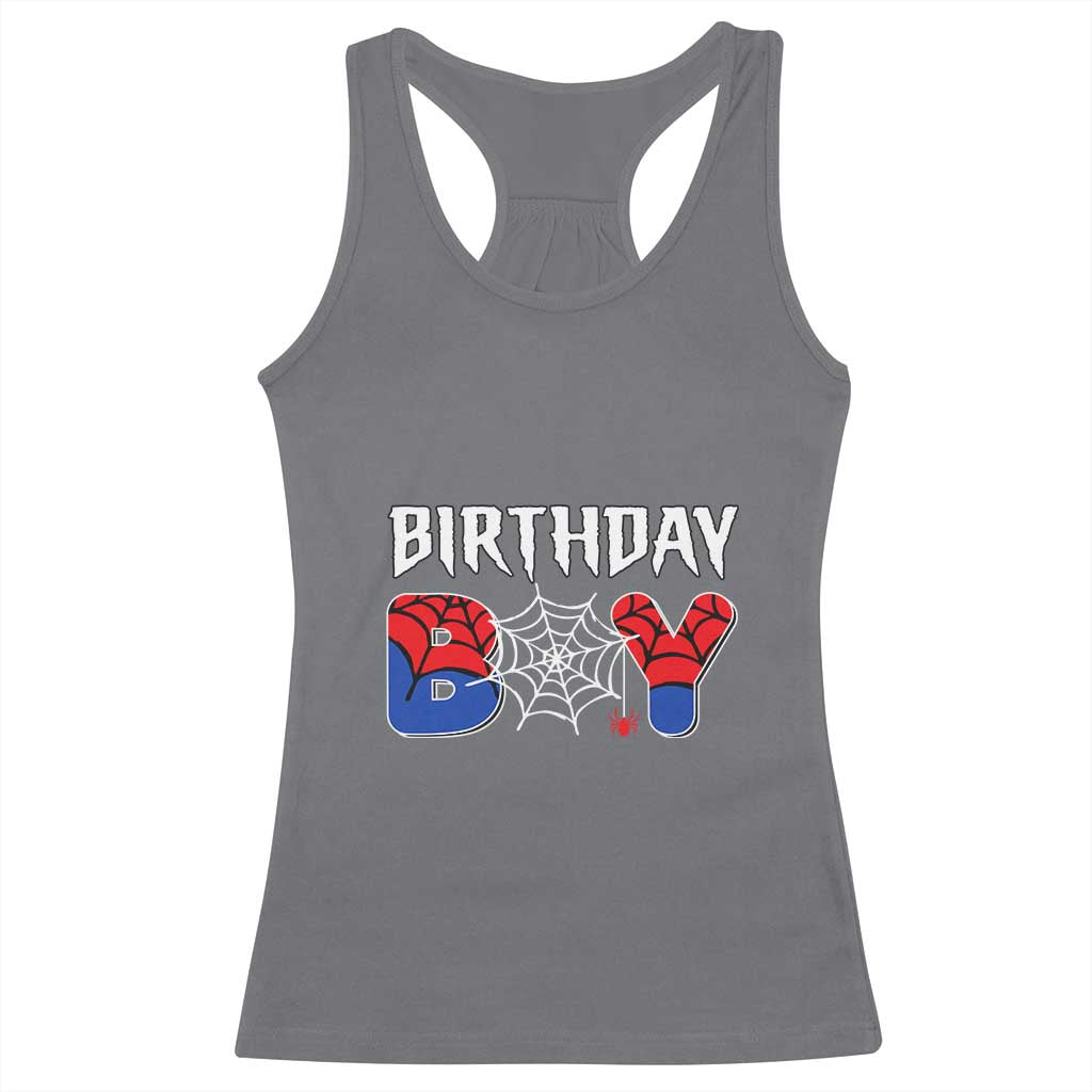 Spider Birthday Boy Racerback Tank Top Bday Spiders Party TS02 Charcoal Print Your Wear