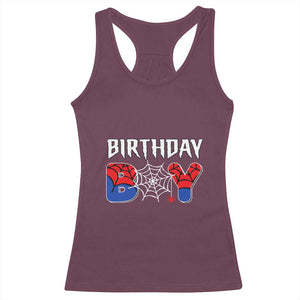 Spider Birthday Boy Racerback Tank Top Bday Spiders Party TS02 Maroon Print Your Wear