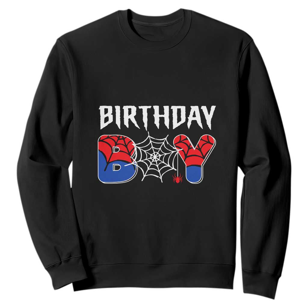 Spider Birthday Boy Sweatshirt Bday Spiders Party TS02 Black Print Your Wear