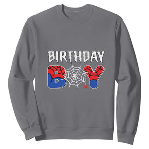 Spider Birthday Boy Sweatshirt Bday Spiders Party TS02 Charcoal Print Your Wear