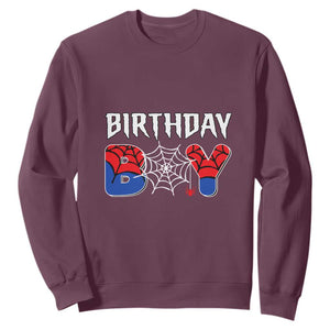 Spider Birthday Boy Sweatshirt Bday Spiders Party TS02 Maroon Print Your Wear