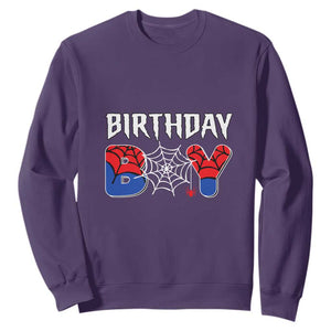 Spider Birthday Boy Sweatshirt Bday Spiders Party TS02 Purple Print Your Wear