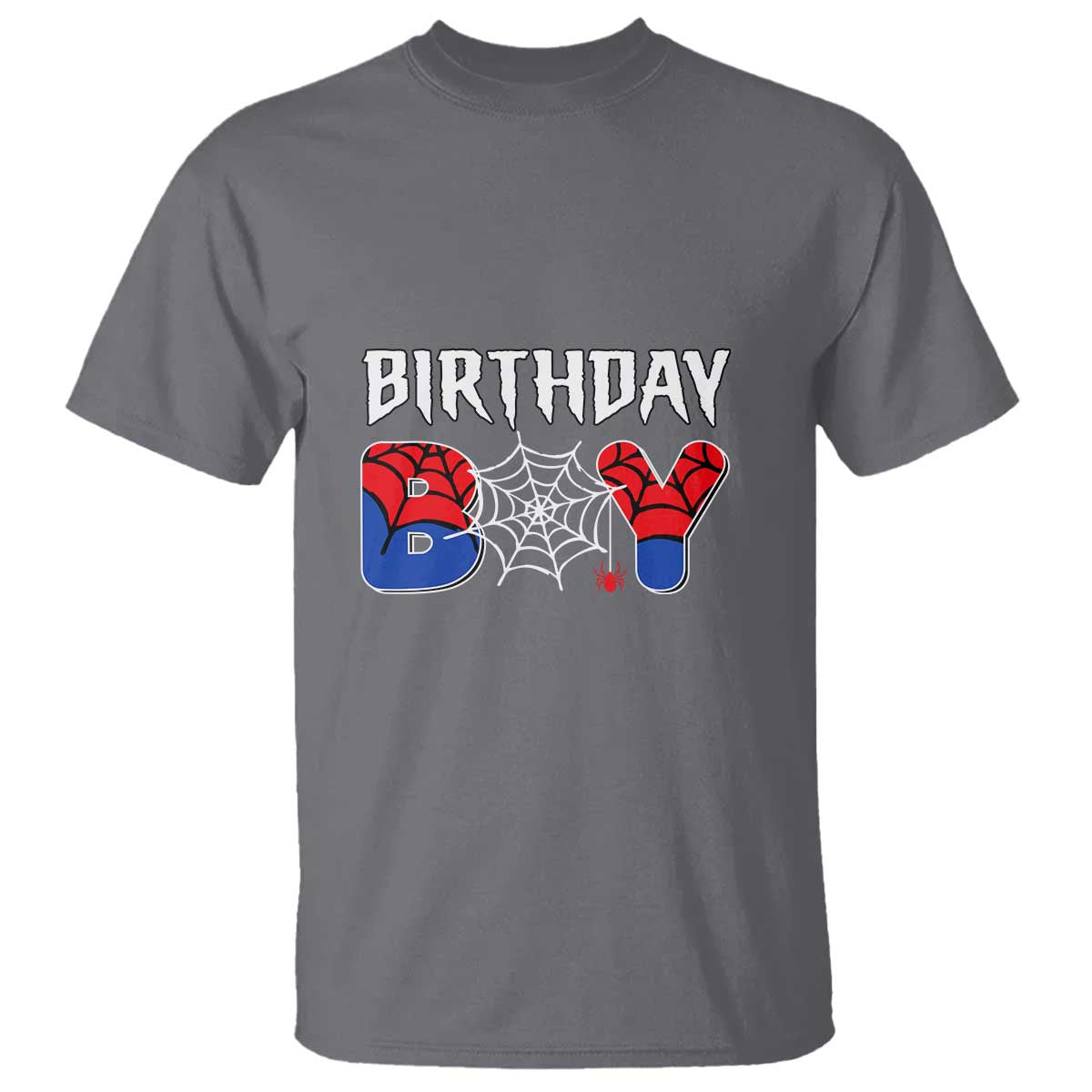 Spider Birthday Boy T Shirt Bday Spiders Party TS02 Charcoal Print Your Wear