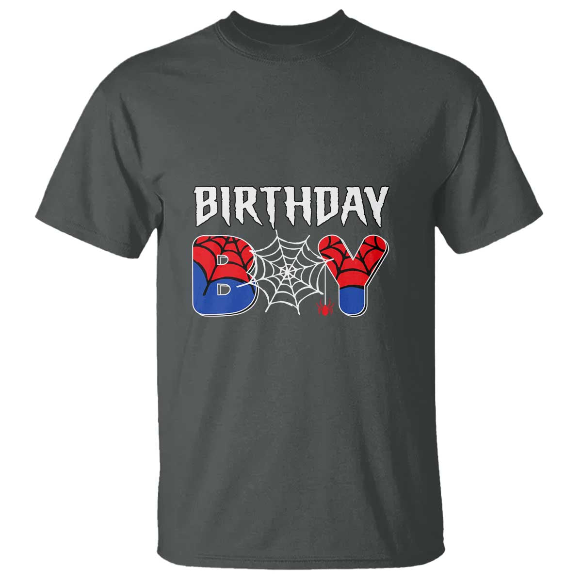 Spider Birthday Boy T Shirt Bday Spiders Party TS02 Dark Heather Print Your Wear