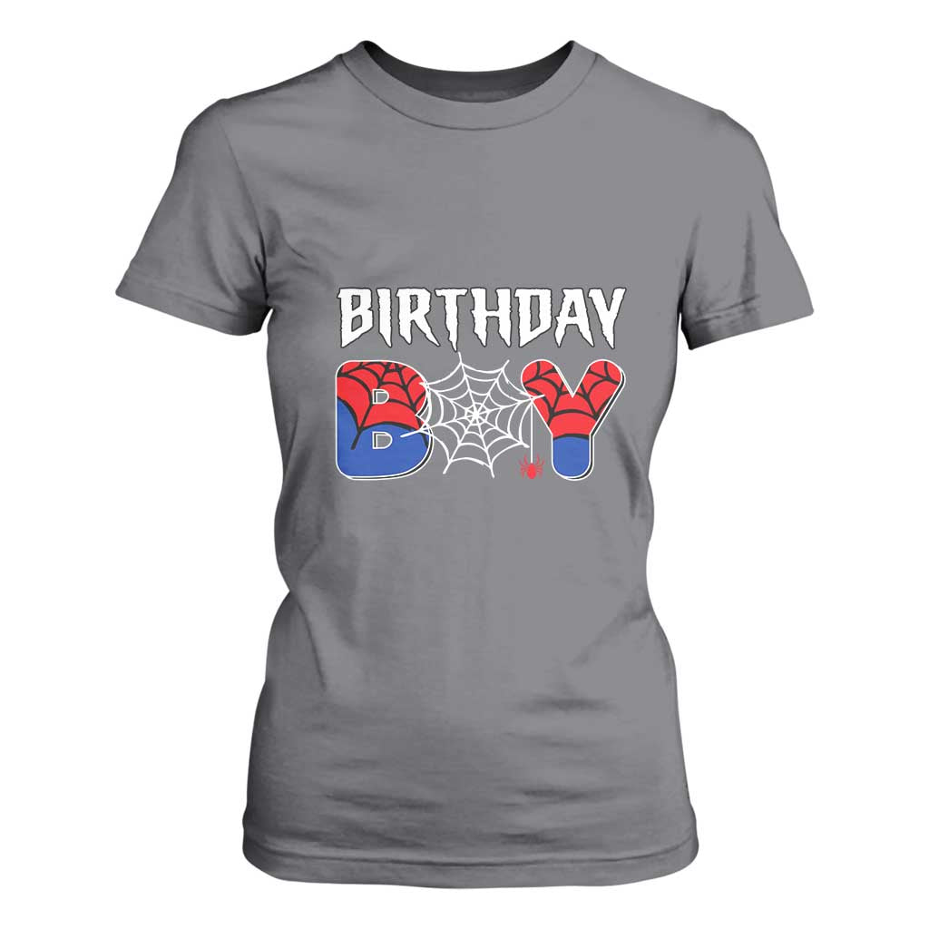 Spider Birthday Boy T Shirt For Women Bday Spiders Party TS02 Charcoal Print Your Wear