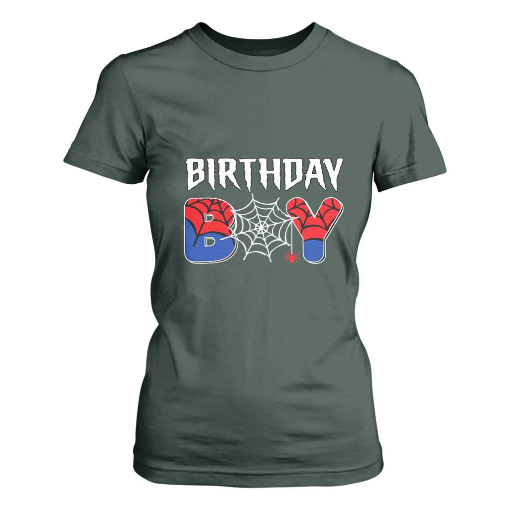Spider Birthday Boy T Shirt For Women Bday Spiders Party TS02 Dark Forest Green Print Your Wear