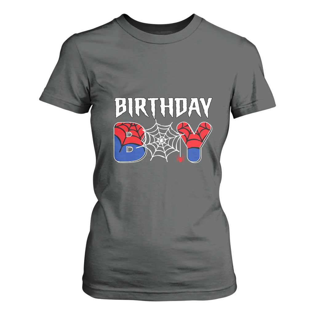 Spider Birthday Boy T Shirt For Women Bday Spiders Party TS02 Dark Heather Print Your Wear