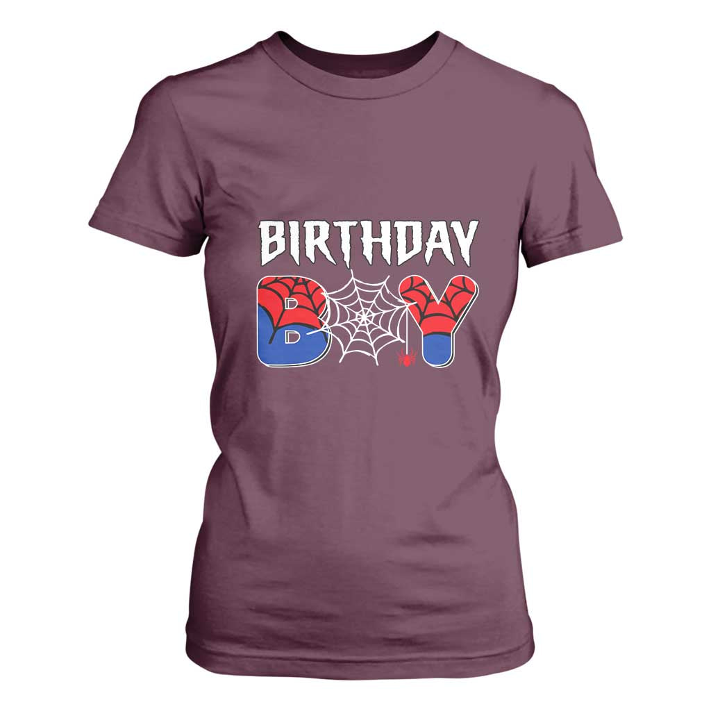 Spider Birthday Boy T Shirt For Women Bday Spiders Party TS02 Maroon Print Your Wear