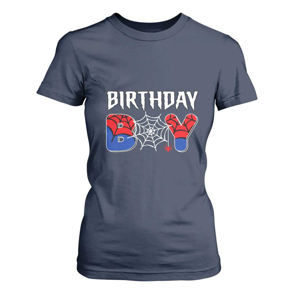 Spider Birthday Boy T Shirt For Women Bday Spiders Party TS02 Navy Print Your Wear