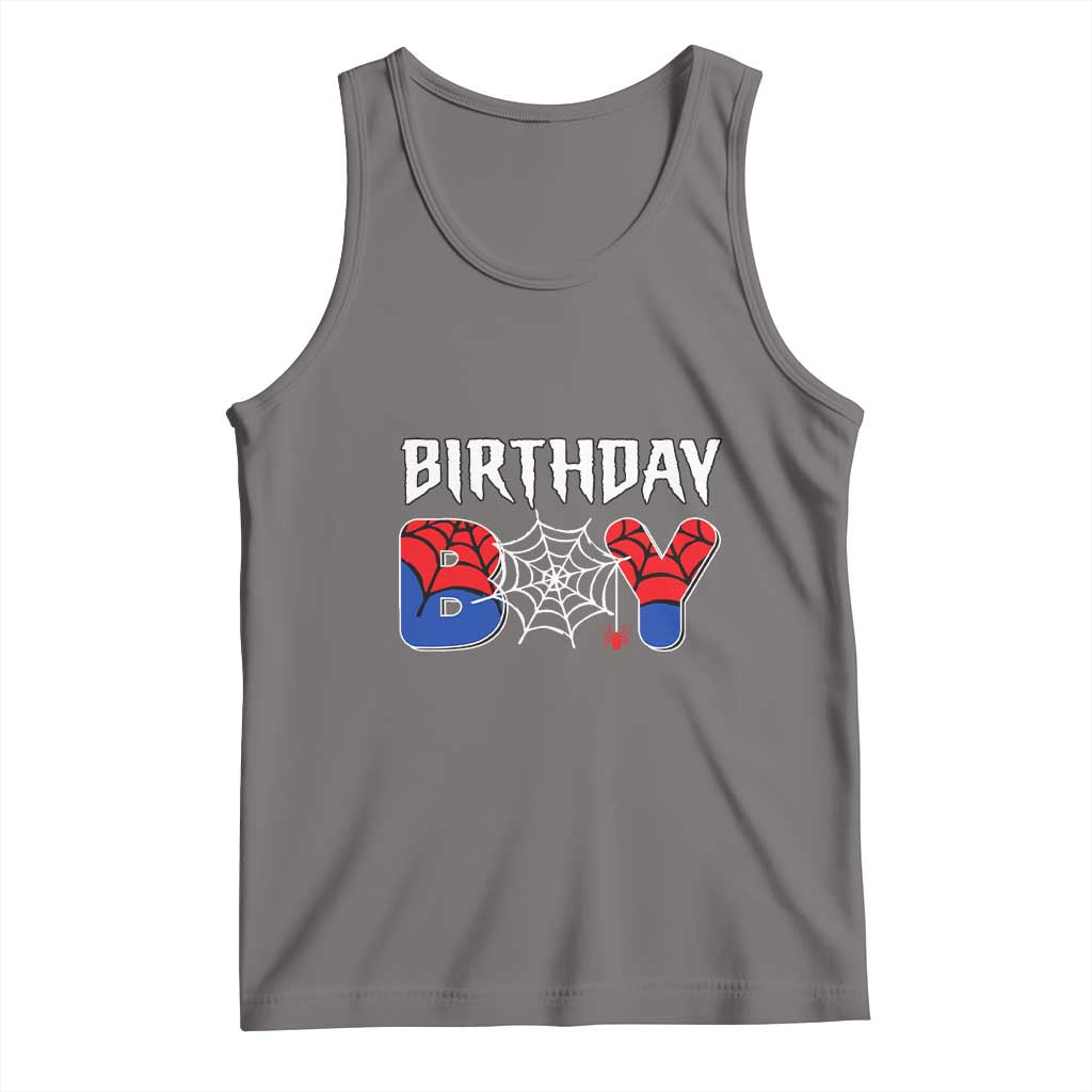 Spider Birthday Boy Tank Top Bday Spiders Party TS02 Deep Heather Print Your Wear