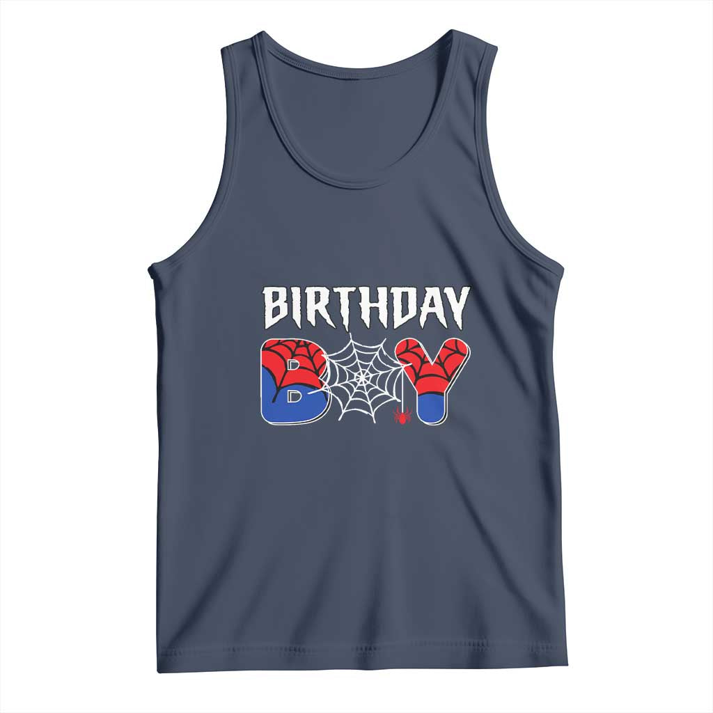 Spider Birthday Boy Tank Top Bday Spiders Party TS02 Navy Print Your Wear