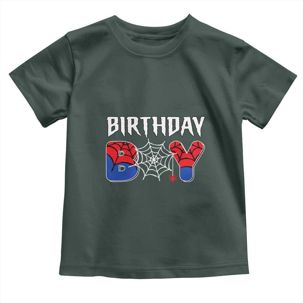 Spider Birthday Boy Toddler T Shirt Bday Spiders Party TS02 Dark Forest Green Print Your Wear