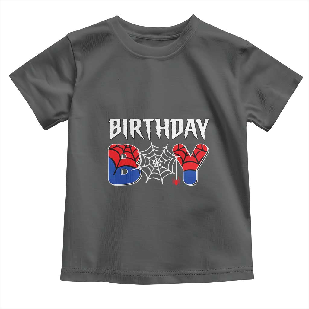 Spider Birthday Boy Toddler T Shirt Bday Spiders Party TS02 Dark Heather Print Your Wear