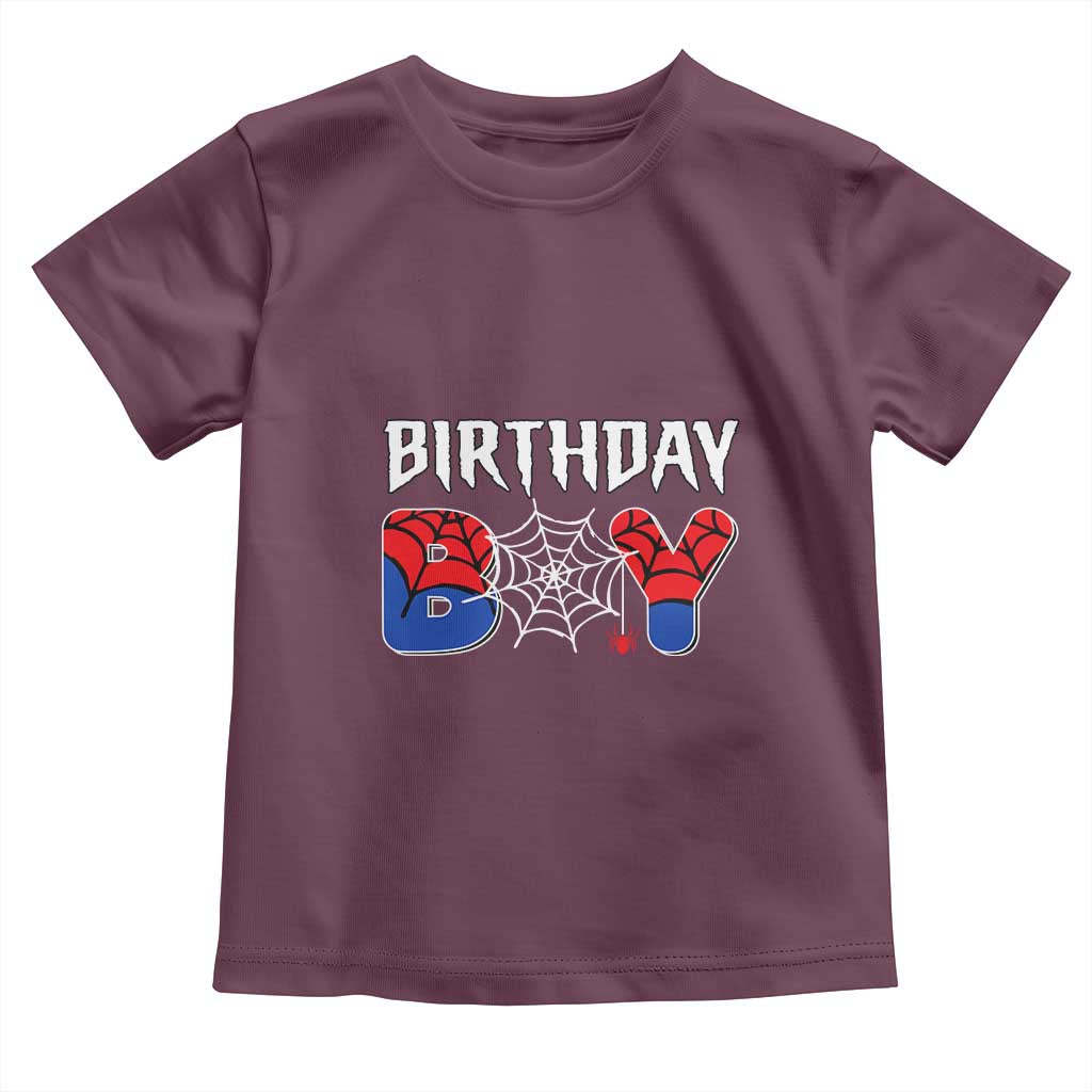 Spider Birthday Boy Toddler T Shirt Bday Spiders Party TS02 Maroon Print Your Wear