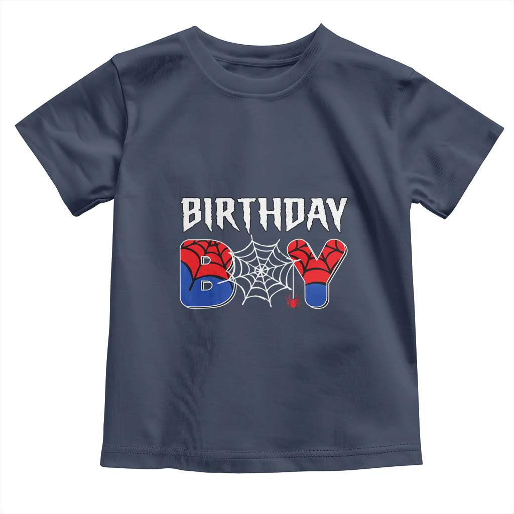 Spider Birthday Boy Toddler T Shirt Bday Spiders Party TS02 Navy Print Your Wear