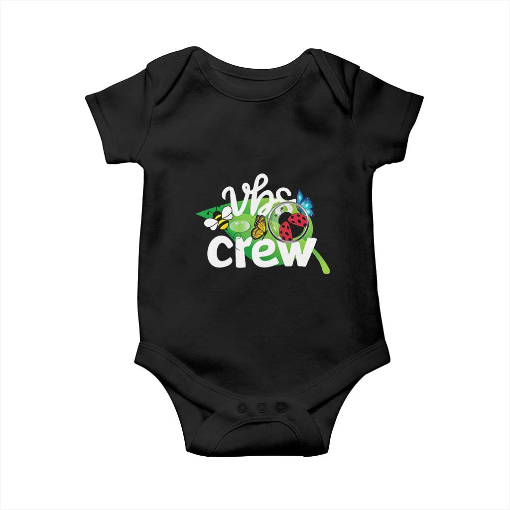 VBS Crew 2025 Baby Onesie Magnified Smallest Insects Adventure Vacation Bible School Squad TS02 Black Print Your Wear