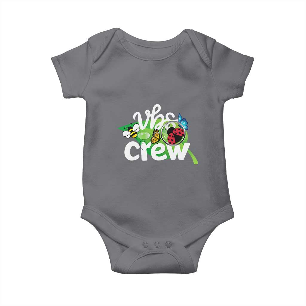 VBS Crew 2025 Baby Onesie Magnified Smallest Insects Adventure Vacation Bible School Squad TS02 Charcoal Print Your Wear