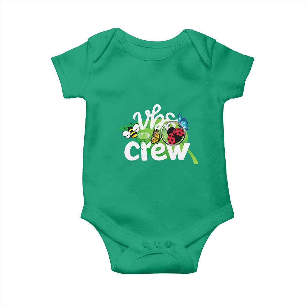 VBS Crew 2025 Baby Onesie Magnified Smallest Insects Adventure Vacation Bible School Squad TS02 Irish Green Print Your Wear