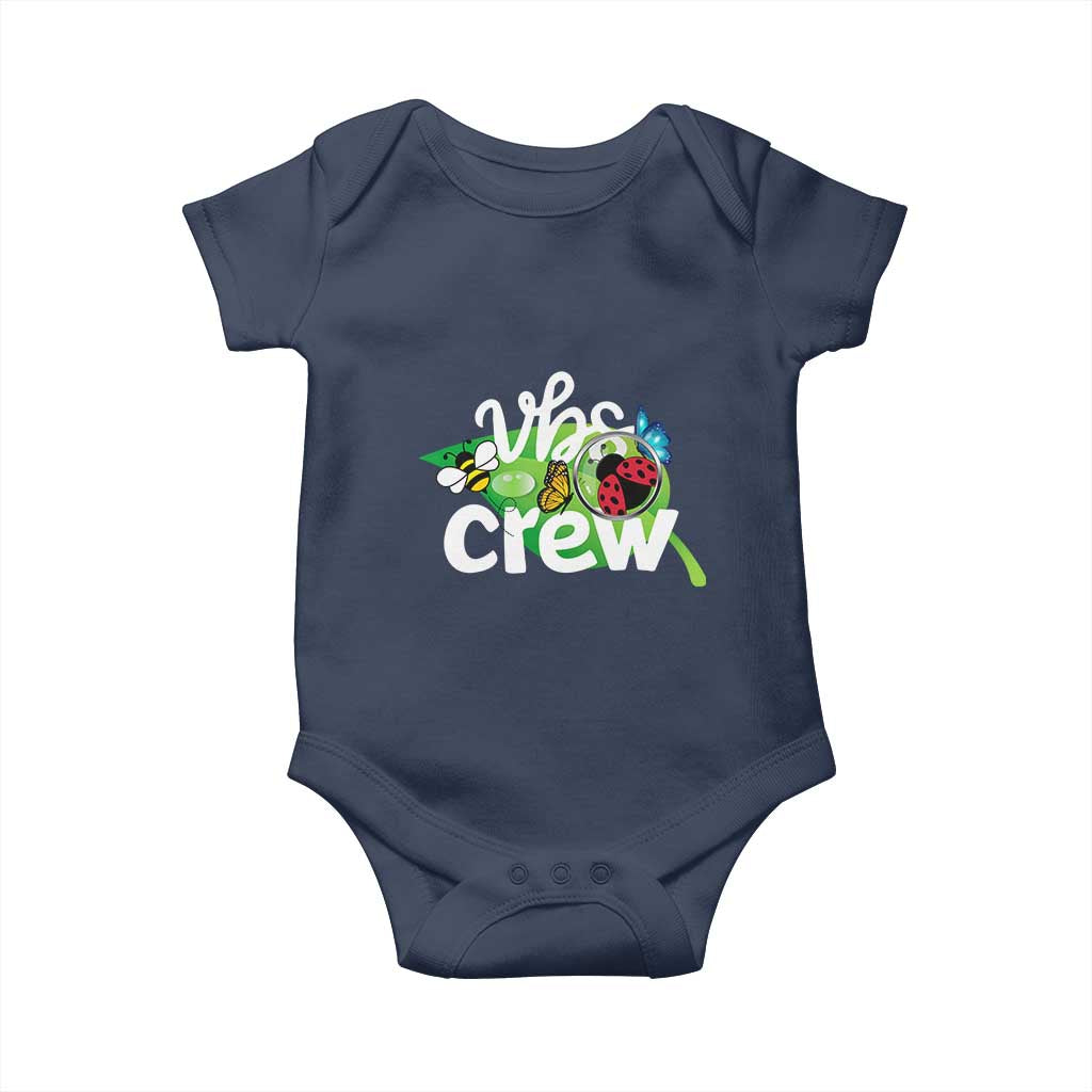 VBS Crew 2025 Baby Onesie Magnified Smallest Insects Adventure Vacation Bible School Squad TS02 Navy Print Your Wear
