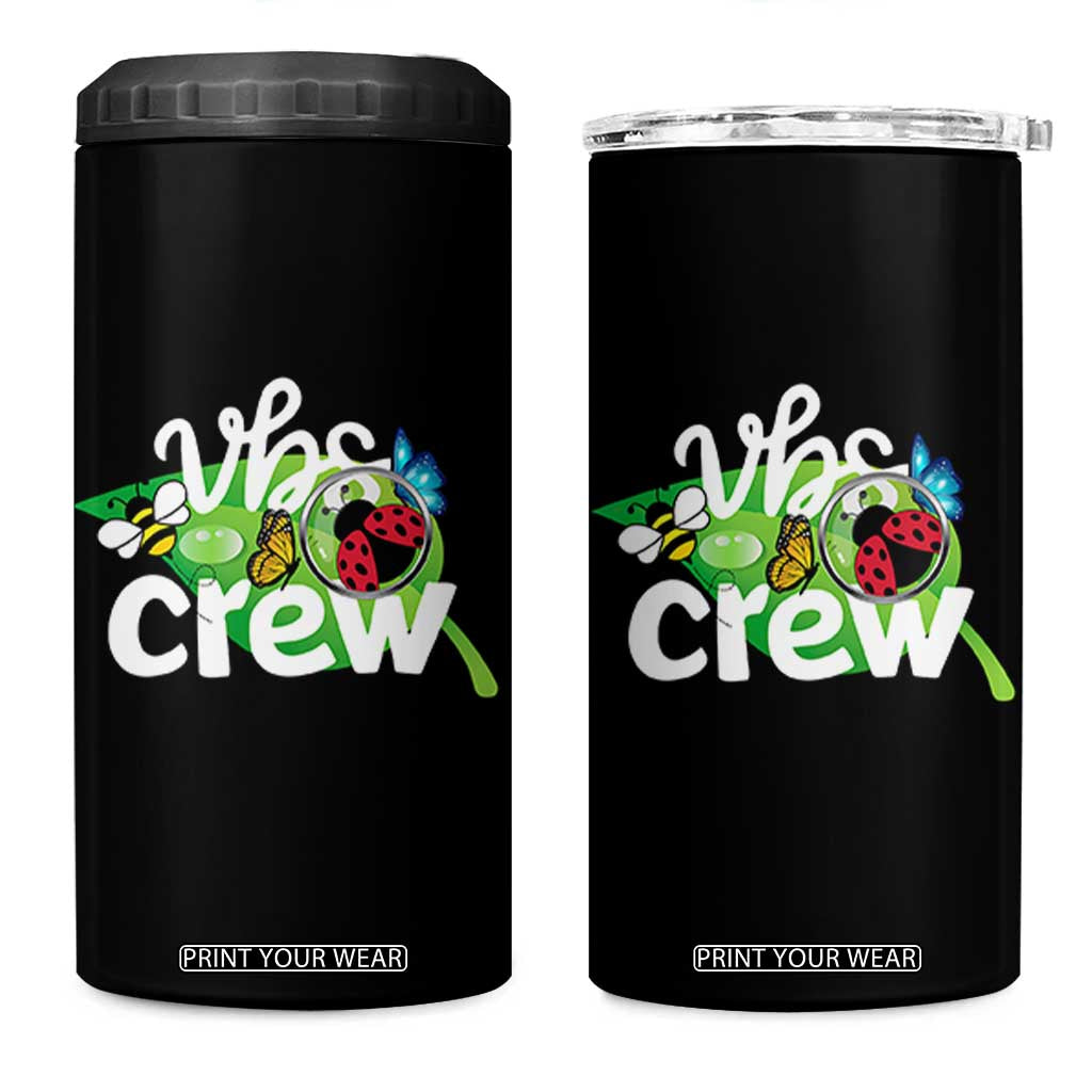VBS Crew 2025 4 in 1 Can Cooler Tumbler Magnified Smallest Insects Adventure Vacation Bible School Squad TS02 One Size: 16 oz Black Print Your Wear