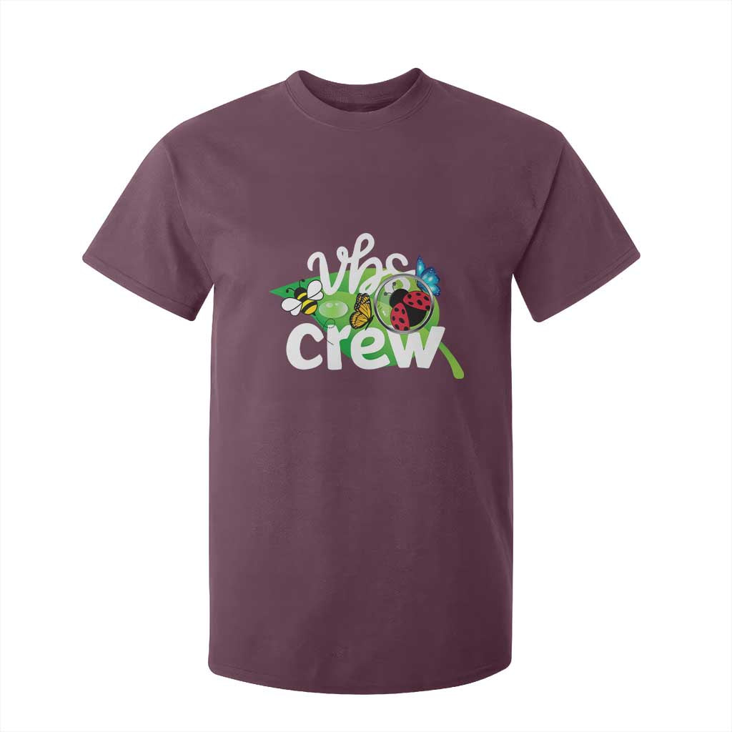 VBS Crew 2025 T Shirt For Kid Magnified Smallest Insects Adventure Vacation Bible School Squad TS02 Maroon Print Your Wear