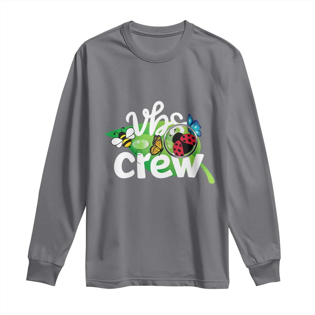 VBS Crew 2025 Long Sleeve Shirt Magnified Smallest Insects Adventure Vacation Bible School Squad TS02 Charcoal Print Your Wear