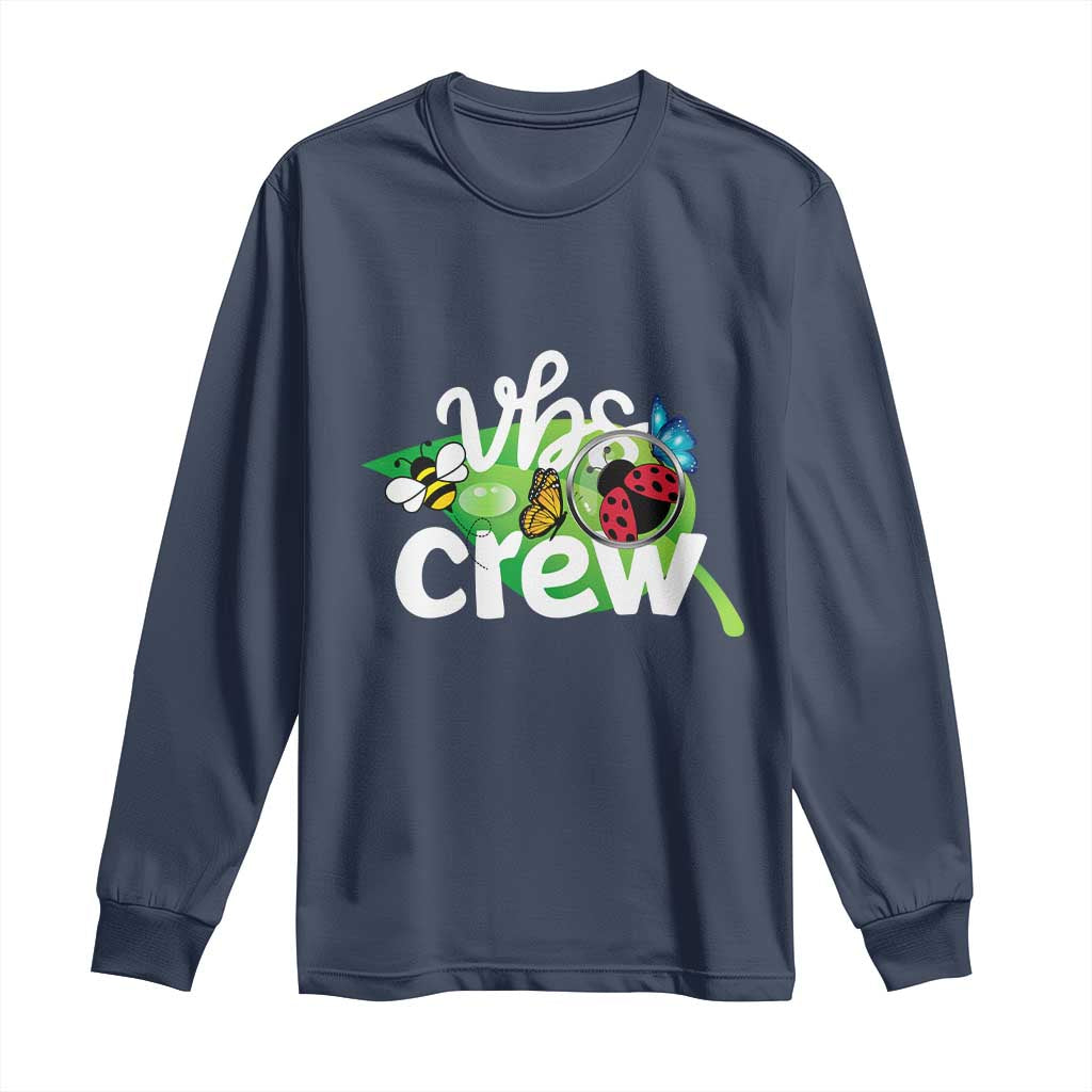 VBS Crew 2025 Long Sleeve Shirt Magnified Smallest Insects Adventure Vacation Bible School Squad TS02 Navy Print Your Wear