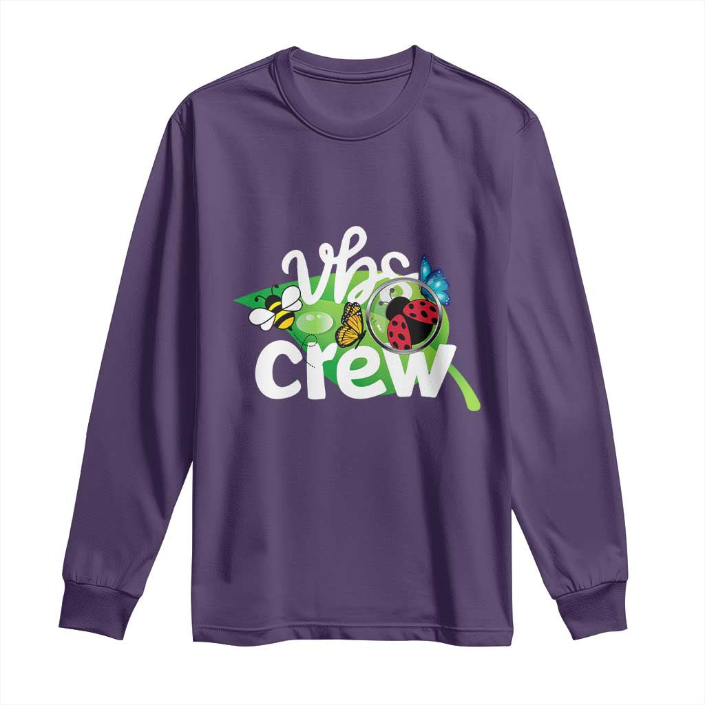 VBS Crew 2025 Long Sleeve Shirt Magnified Smallest Insects Adventure Vacation Bible School Squad TS02 Purple Print Your Wear