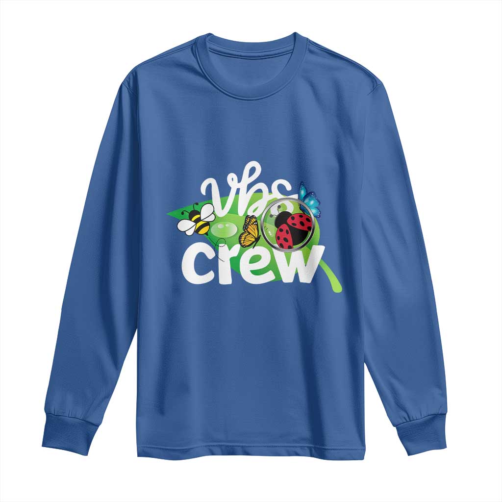 VBS Crew 2025 Long Sleeve Shirt Magnified Smallest Insects Adventure Vacation Bible School Squad TS02 Royal Blue Print Your Wear
