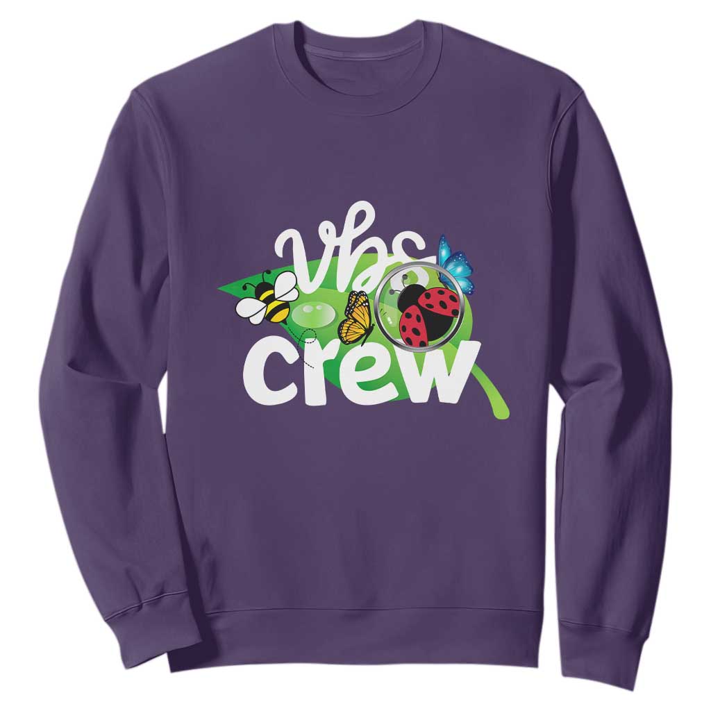 VBS Crew 2025 Sweatshirt Magnified Smallest Insects Adventure Vacation Bible School Squad TS02 Purple Print Your Wear