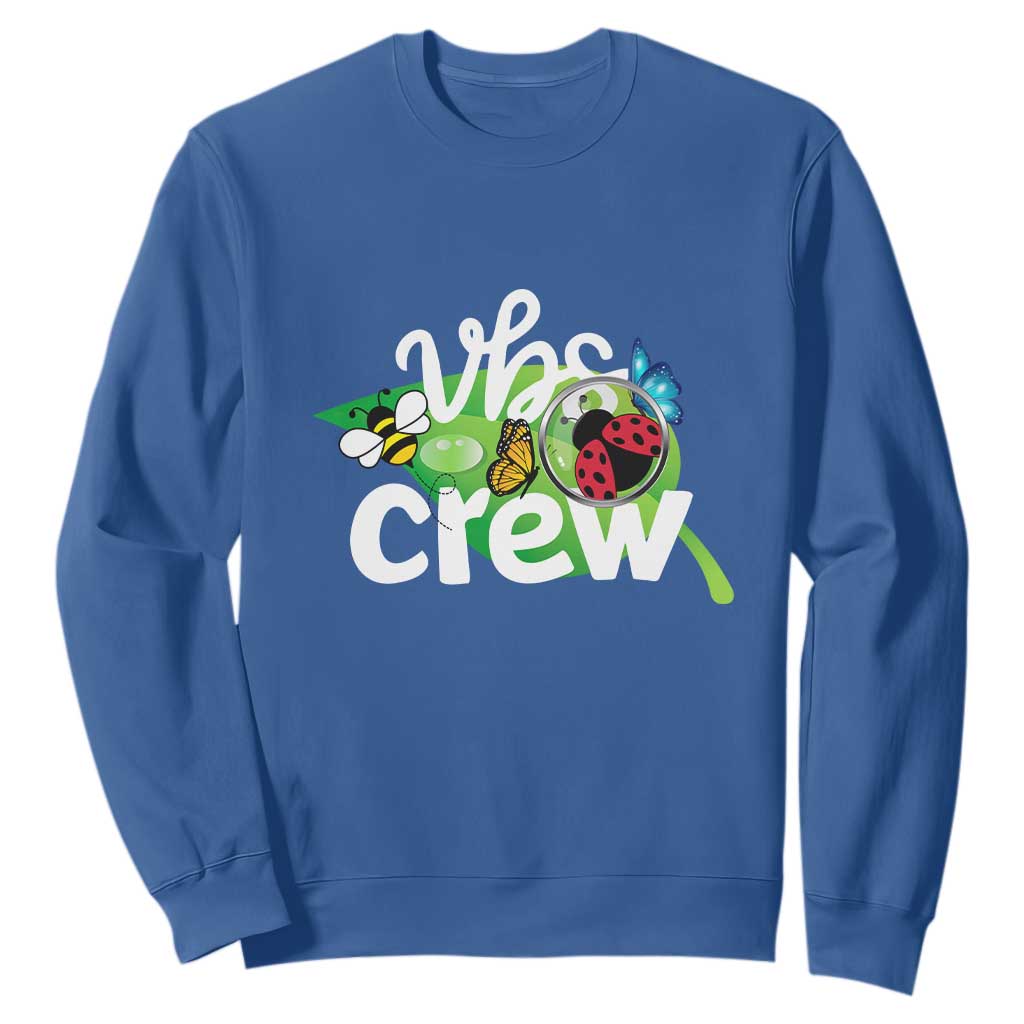 VBS Crew 2025 Sweatshirt Magnified Smallest Insects Adventure Vacation Bible School Squad TS02 Royal Blue Print Your Wear