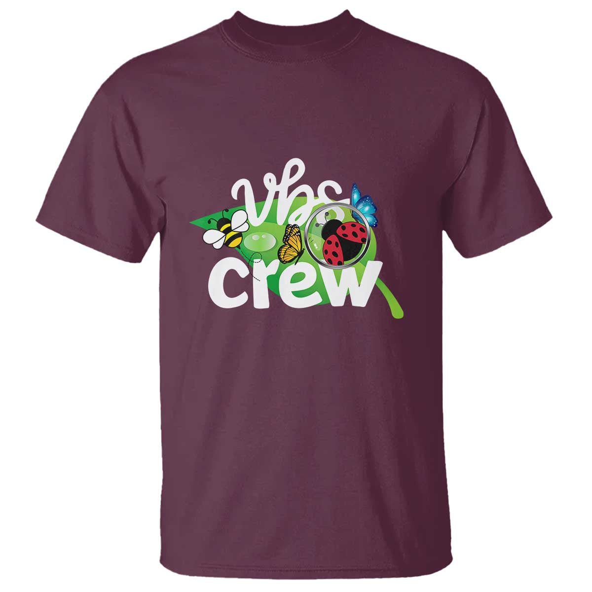 VBS Crew 2025 T Shirt Magnified Smallest Insects Adventure Vacation Bible School Squad TS02 Maroon Print Your Wear