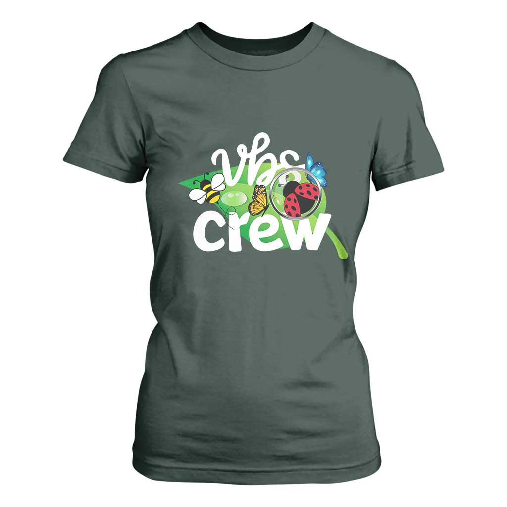 VBS Crew 2025 T Shirt For Women Magnified Smallest Insects Adventure Vacation Bible School Squad TS02 Dark Forest Green Print Your Wear
