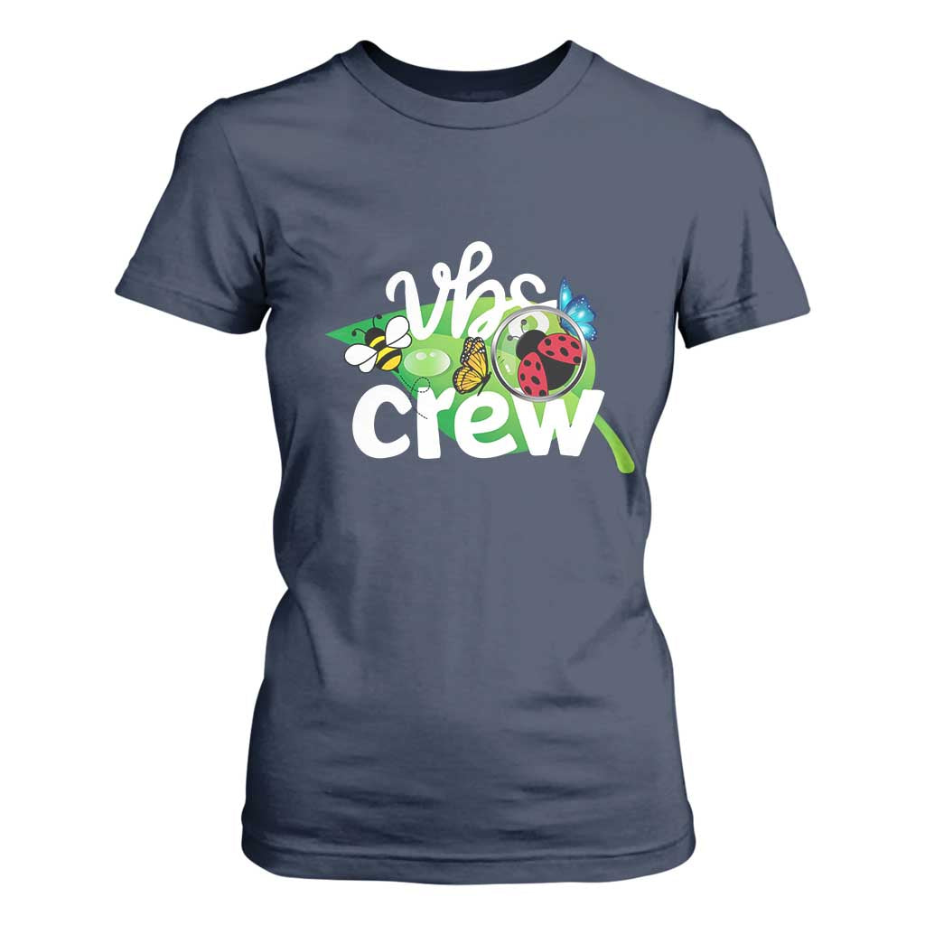 VBS Crew 2025 T Shirt For Women Magnified Smallest Insects Adventure Vacation Bible School Squad TS02 Navy Print Your Wear