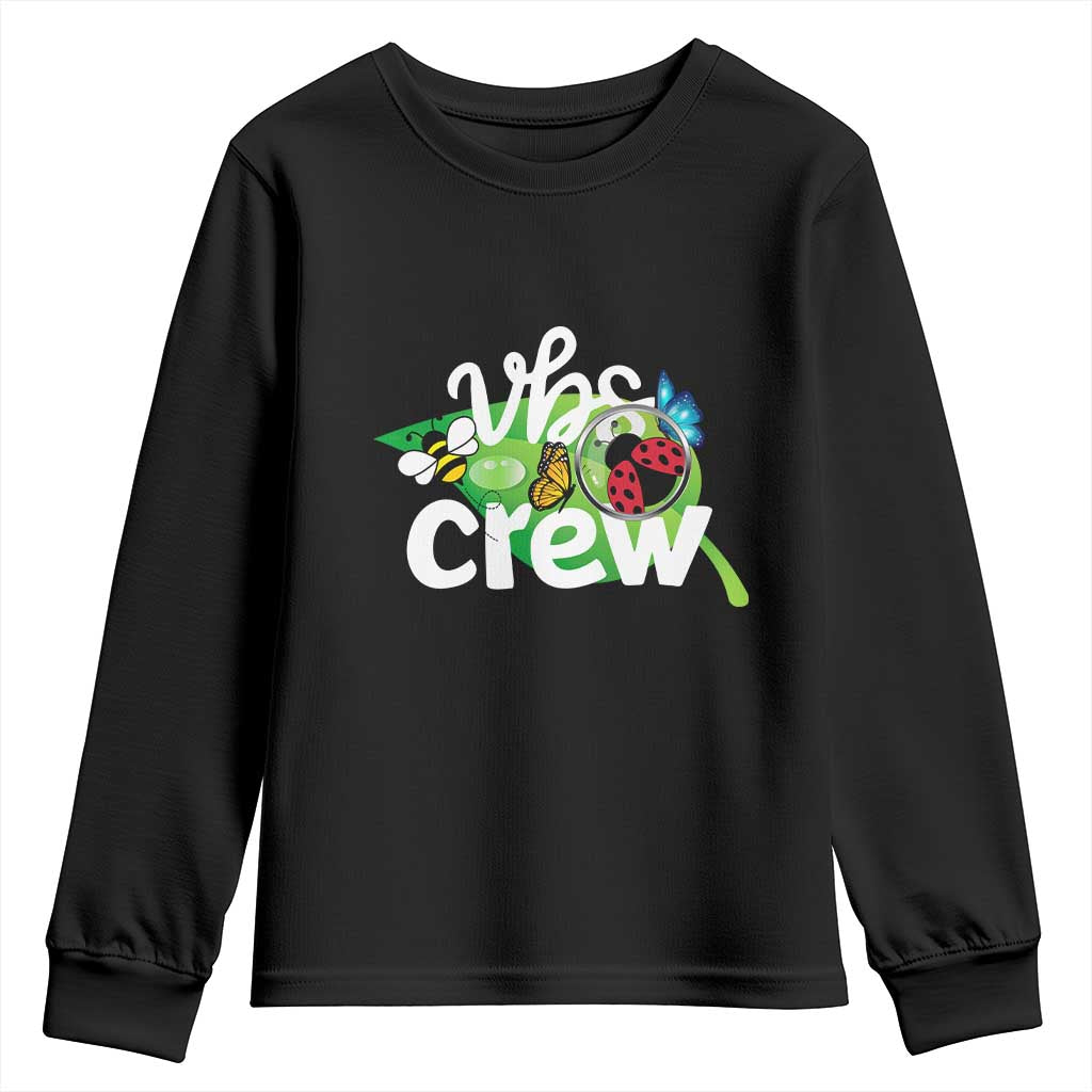 VBS Crew 2025 Youth Sweatshirt Magnified Smallest Insects Adventure Vacation Bible School Squad TS02 Black Print Your Wear