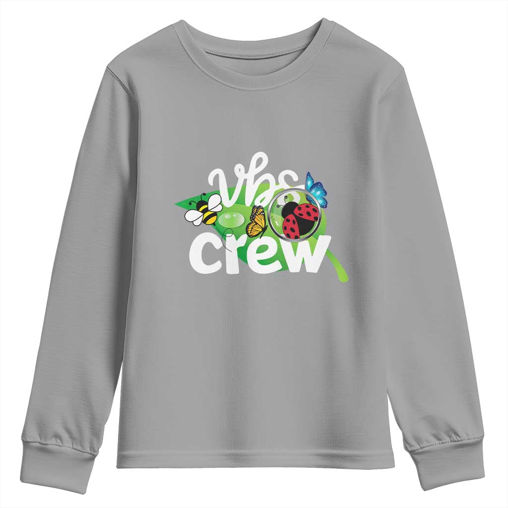 VBS Crew 2025 Youth Sweatshirt Magnified Smallest Insects Adventure Vacation Bible School Squad TS02 Sport Gray Print Your Wear