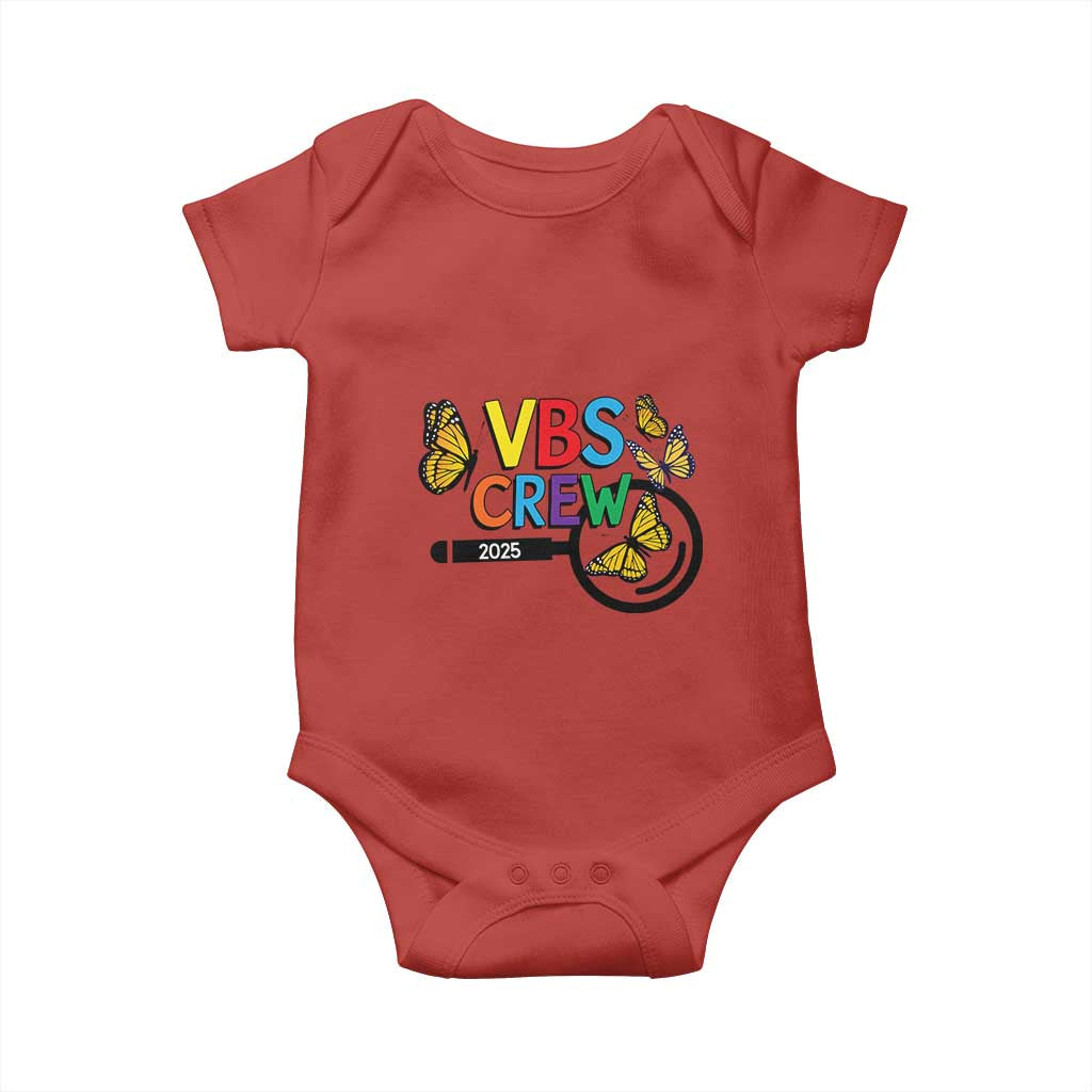 VBS 2025 Baby Onesie Magnified Vacation Bible School Butterfly VBS Team TS02 Red Print Your Wear