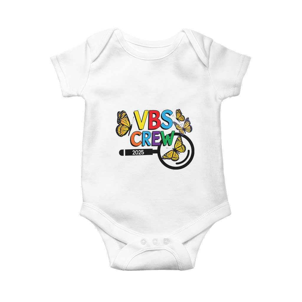 VBS 2025 Baby Onesie Magnified Vacation Bible School Butterfly VBS Team TS02 White Print Your Wear