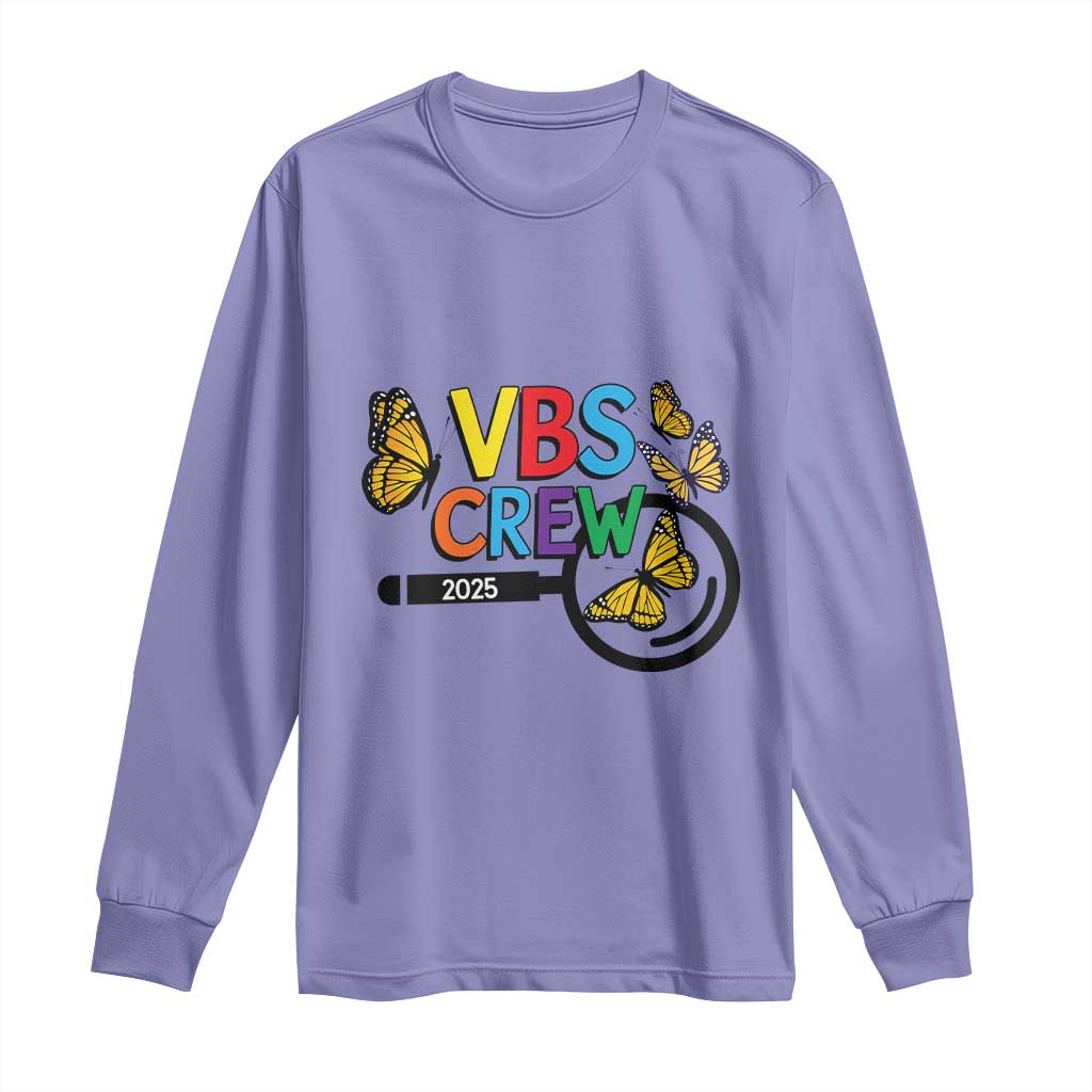 VBS 2025 Long Sleeve Shirt Magnified Vacation Bible School Butterfly VBS Team TS02 Violet Print Your Wear