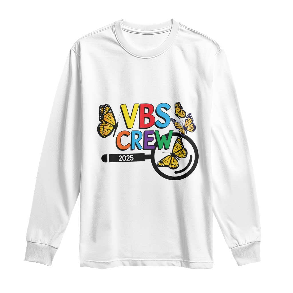 VBS 2025 Long Sleeve Shirt Magnified Vacation Bible School Butterfly VBS Team TS02 White Print Your Wear