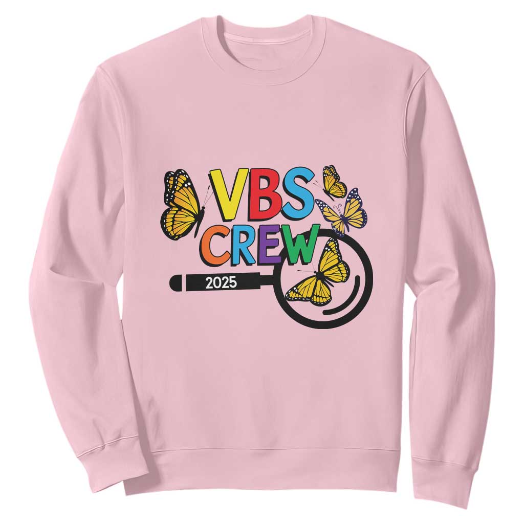 VBS 2025 Sweatshirt Magnified Vacation Bible School Butterfly VBS Team TS02 Light Pink Print Your Wear