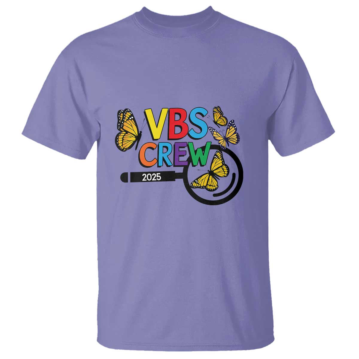 VBS 2025 T Shirt Magnified Vacation Bible School Butterfly VBS Team TS02 Violet Print Your Wear