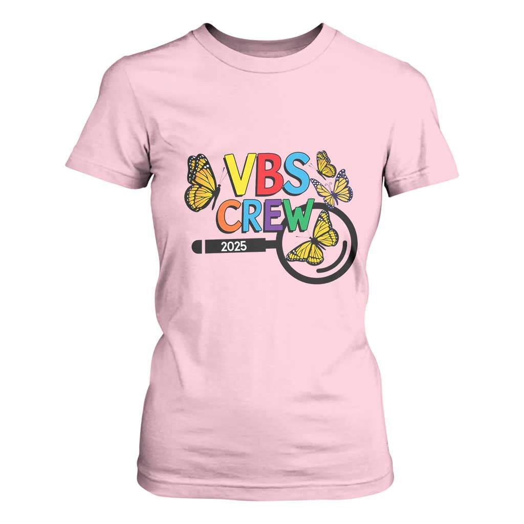 VBS 2025 T Shirt For Women Magnified Vacation Bible School Butterfly VBS Team TS02 Light Pink Print Your Wear