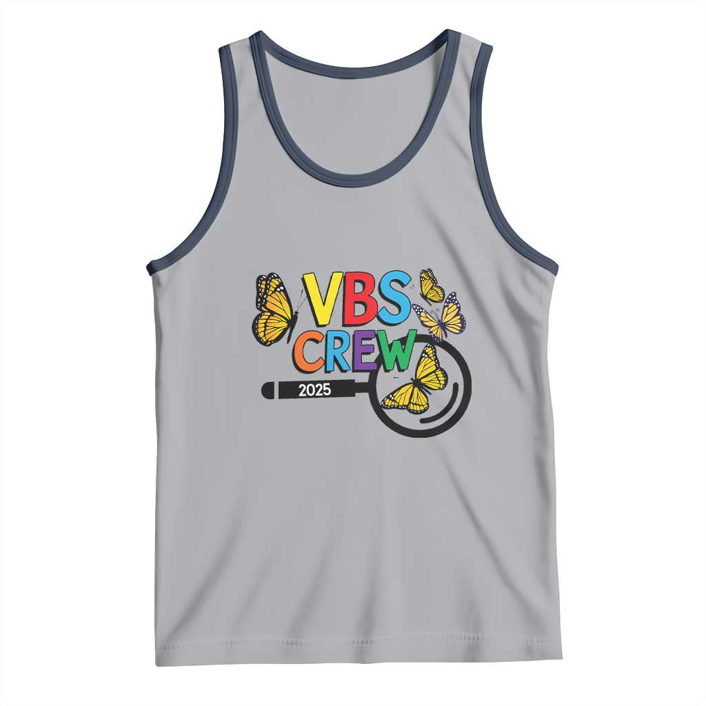 VBS 2025 Tank Top Magnified Vacation Bible School Butterfly VBS Team TS02 Athletic Heather Navy Print Your Wear