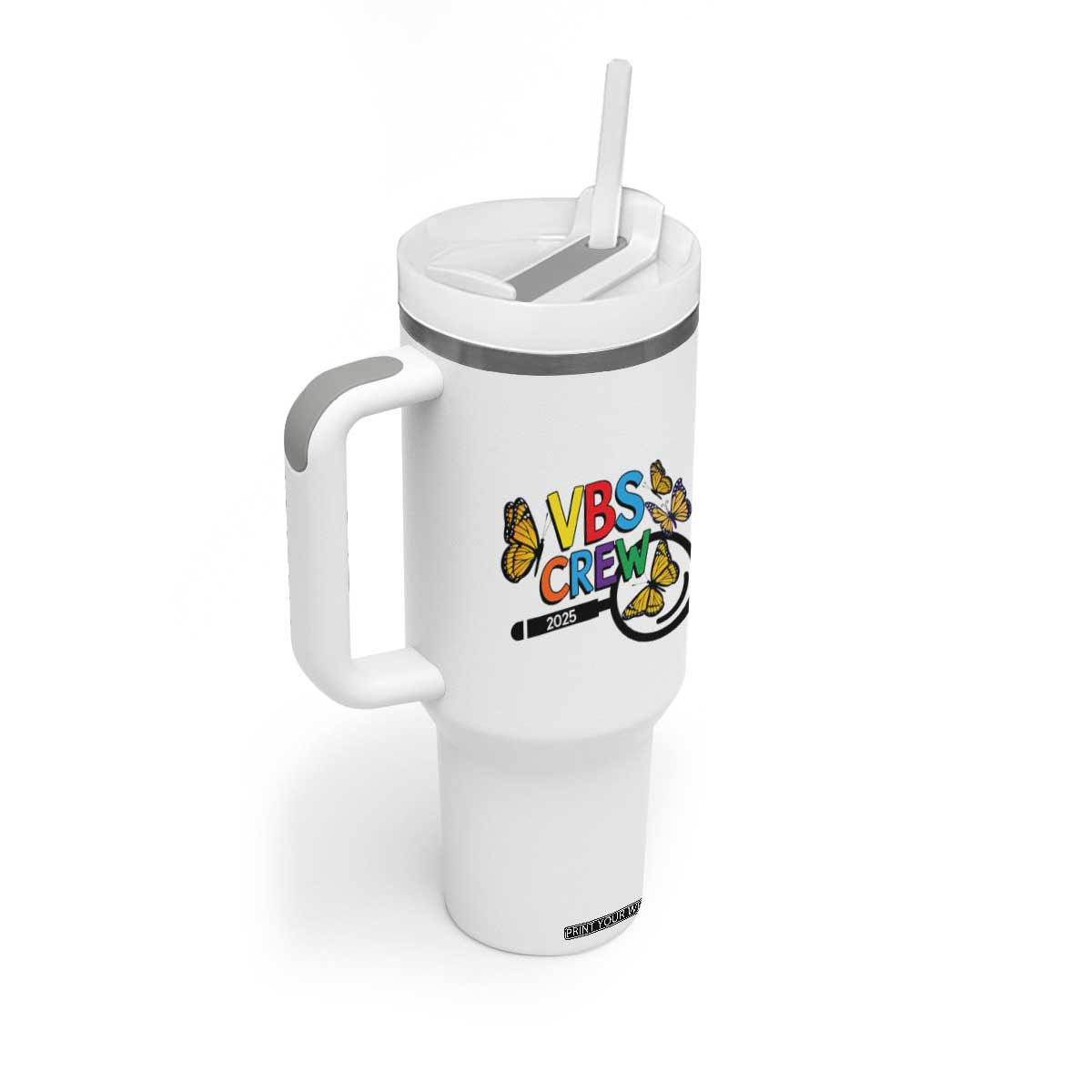 VBS 2025 Tumbler With Handle Magnified Vacation Bible School Butterfly VBS Team TS02 Print Your Wear