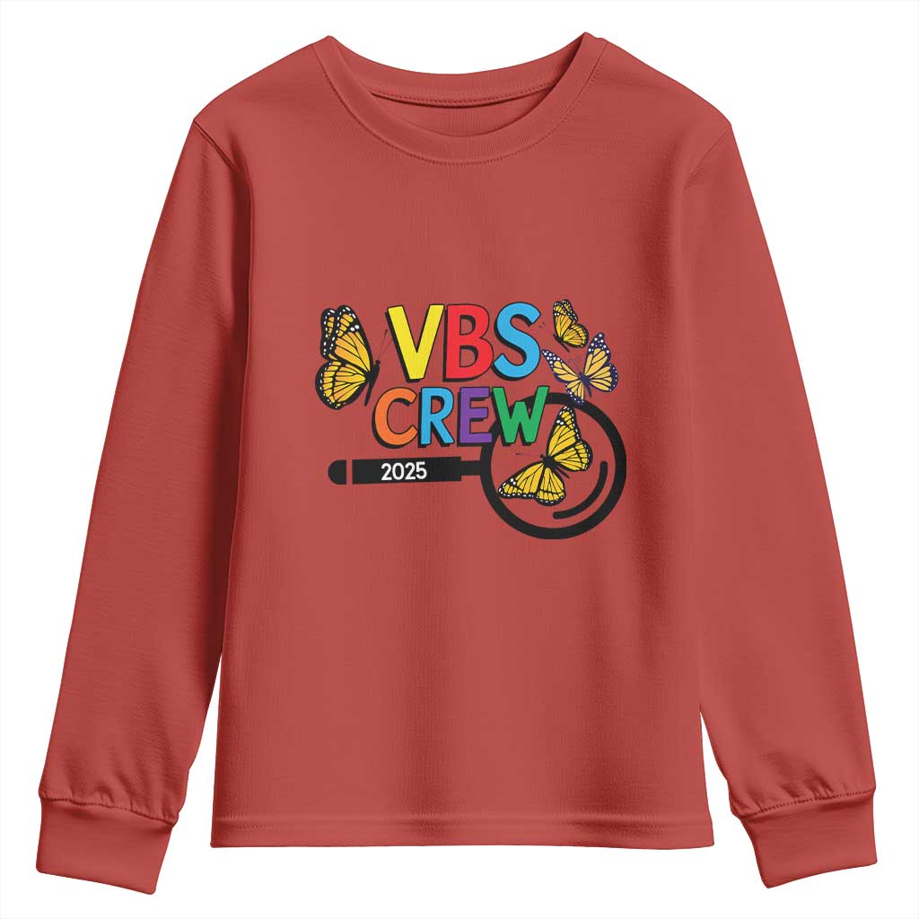 VBS 2025 Youth Sweatshirt Magnified Vacation Bible School Butterfly VBS Team TS02 Red Print Your Wear
