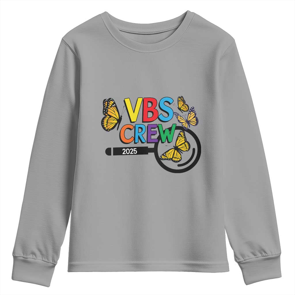 VBS 2025 Youth Sweatshirt Magnified Vacation Bible School Butterfly VBS Team TS02 Sport Gray Print Your Wear